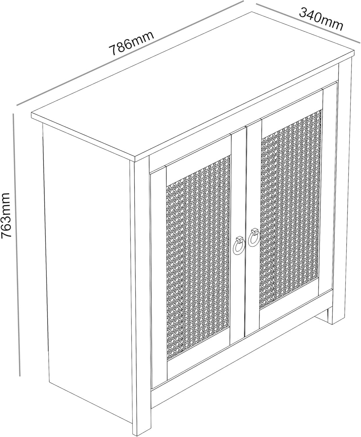 12 Pair Rattan Shoe Cabinet – 2 Door Modern Shoe Rack with Shelves – Oak