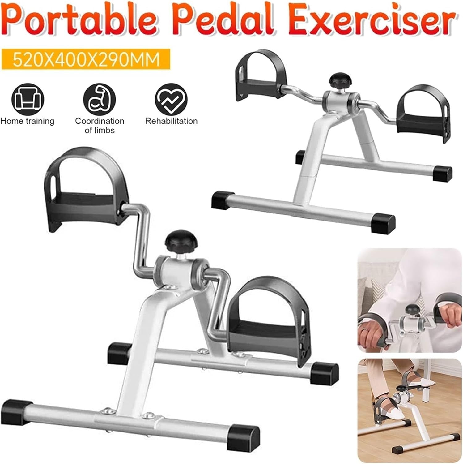 Mini Foot Pedal Exerciser Under Desk Portable Low Impact Trainer