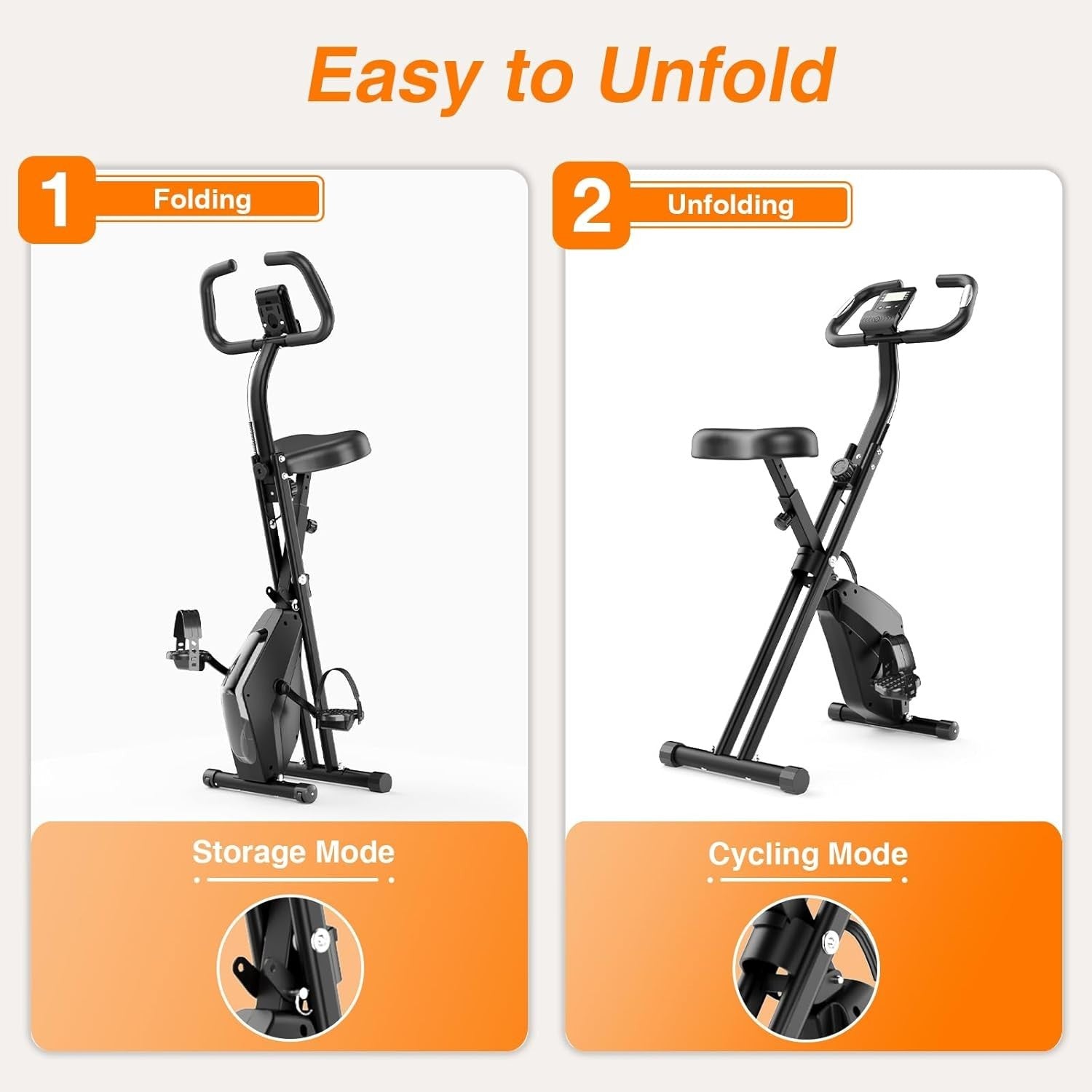 Foldable Magnetic Exercise Bike w/ LCD, 16 Levels, Heart Rate & Resistance Bands