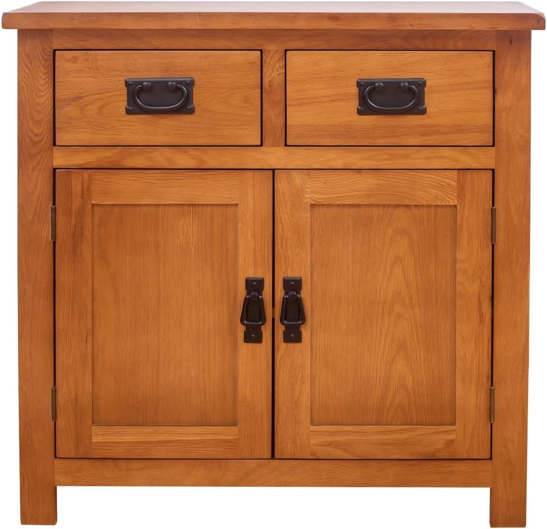 Rustic Oak Sideboard Cabinet with 2 Doors & 2 Drawers - Dining & Living Storage