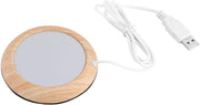 USB Cup Warmer Brown Wood Grain Desk Coffee Heater Pad