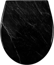 Black Marble Toilet Seat Soft Close Duroplast Quick Release Top Fix 45x37cm