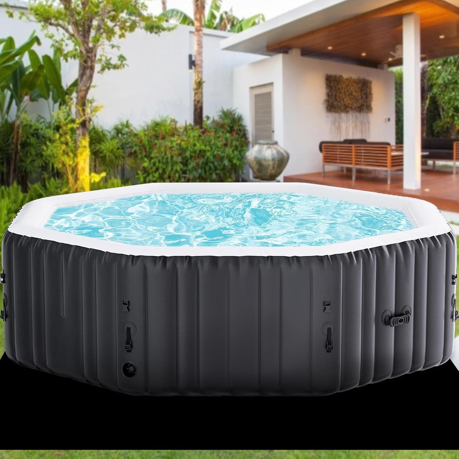 Inflatable Hot Tub Spa Heated Portable 4–6 Person Hexagon Indoor Outdoor