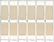 6 Panel Folding Room Divider 210x165cm Cream Wood Privacy Screen
