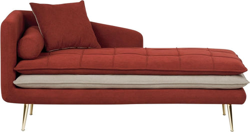 Left Hand Red Tufted Chaise Lounge with Thick Cushions & Pillows Living Room