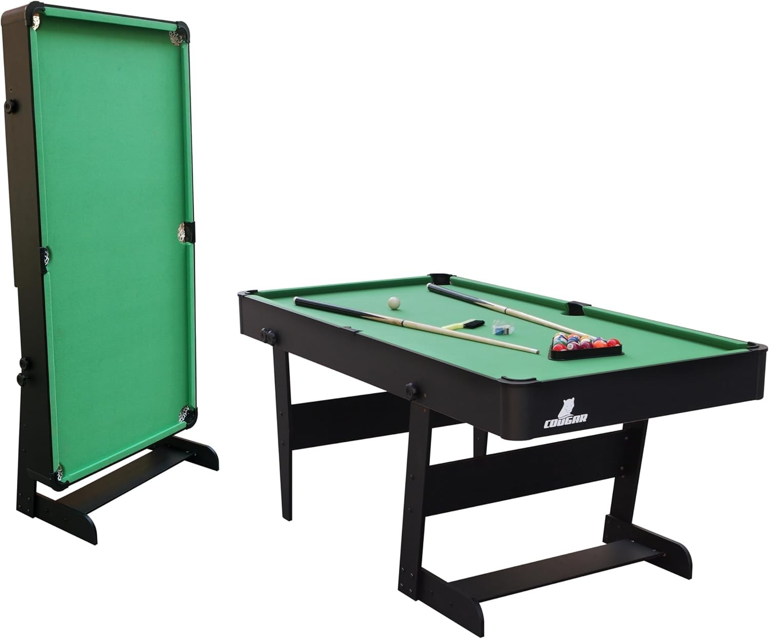 5FT Foldaway Pool Table Compact Home Snooker Set w Balls Cues