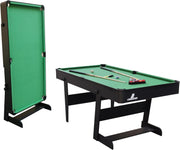 5FT Foldaway Pool Table Compact Home Snooker Set w Balls Cues