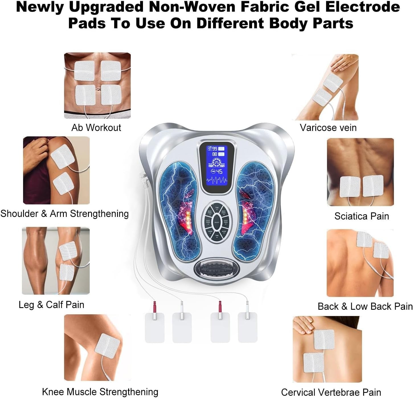 EMS Foot Circulation Massager 25 Modes 99 Intensity Pain Relief Therapy