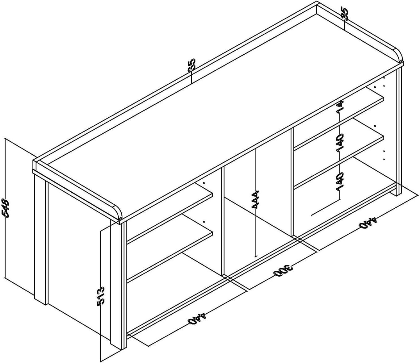 Grey 2-Door Shoe Storage Bench – Oak Entryway Seat & Hallway Organizer