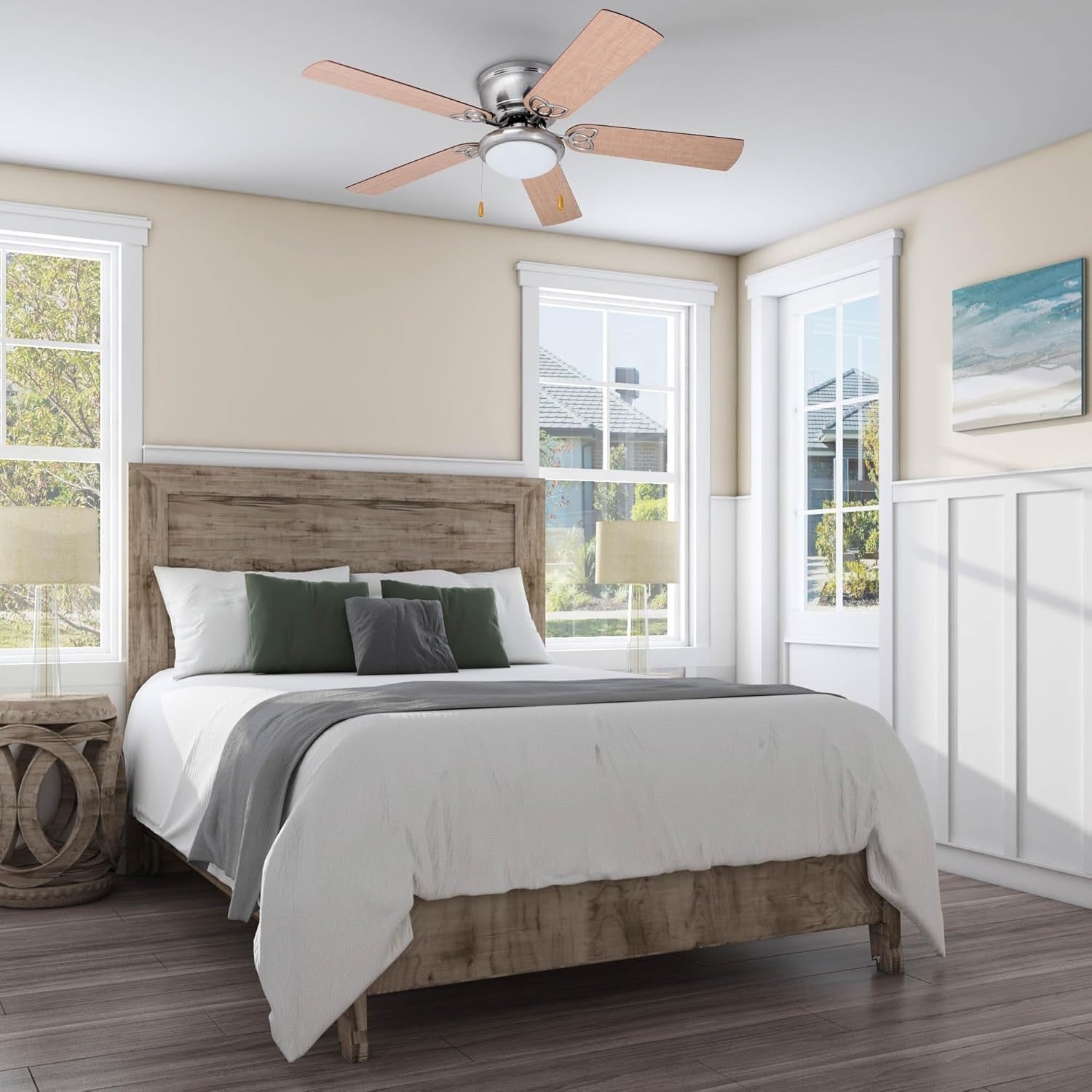 Prominence Home Benton 52" Ceiling Fan, LED Light, 5 Blades, Brushed Nickel