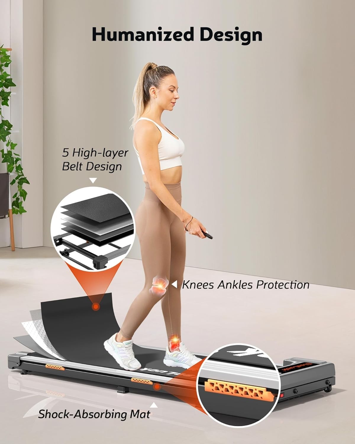 Under Desk Treadmill 2.5HP Walking Jogging Running Machine LED Display