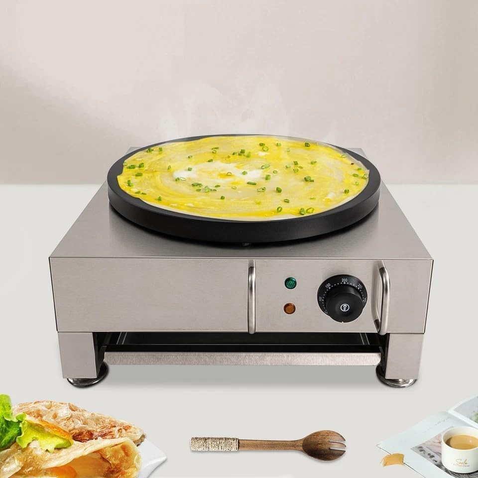15.75" Electric Crepe & Pancake Maker 2.8KW Non-Stick Hotplate 300°C