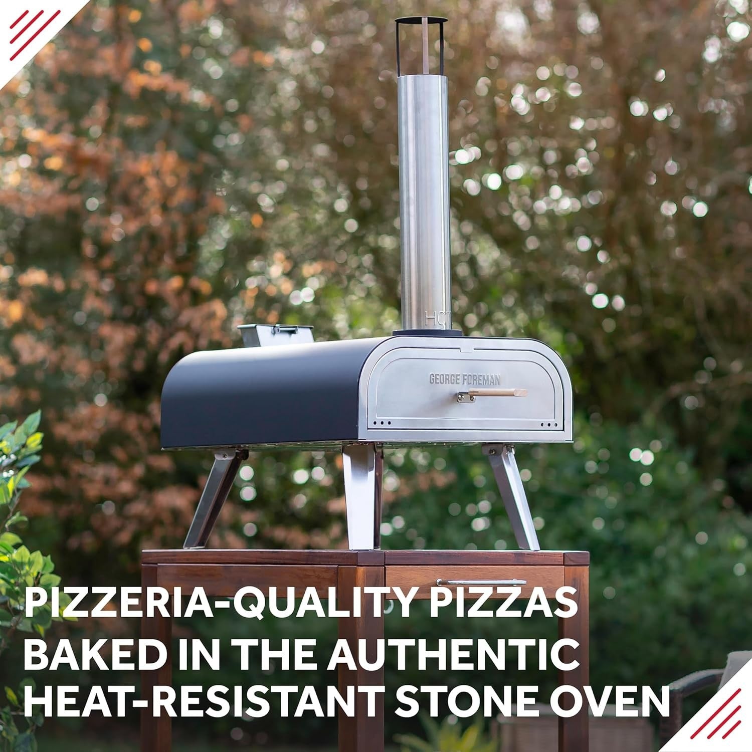 16" Outdoor Wood Fired Pizza Oven Black Stainless Steel BBQ Smoker Grill