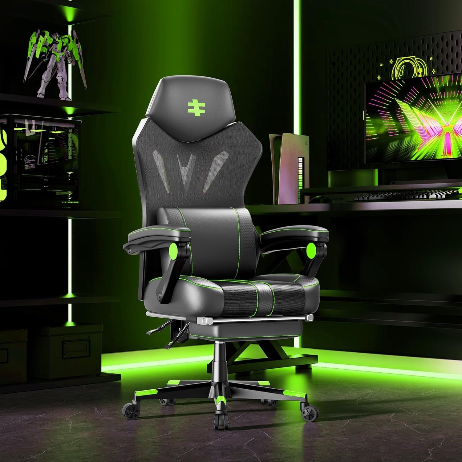 Ergonomic Massage Gaming Chair 135° Recline Footrest 330lb
