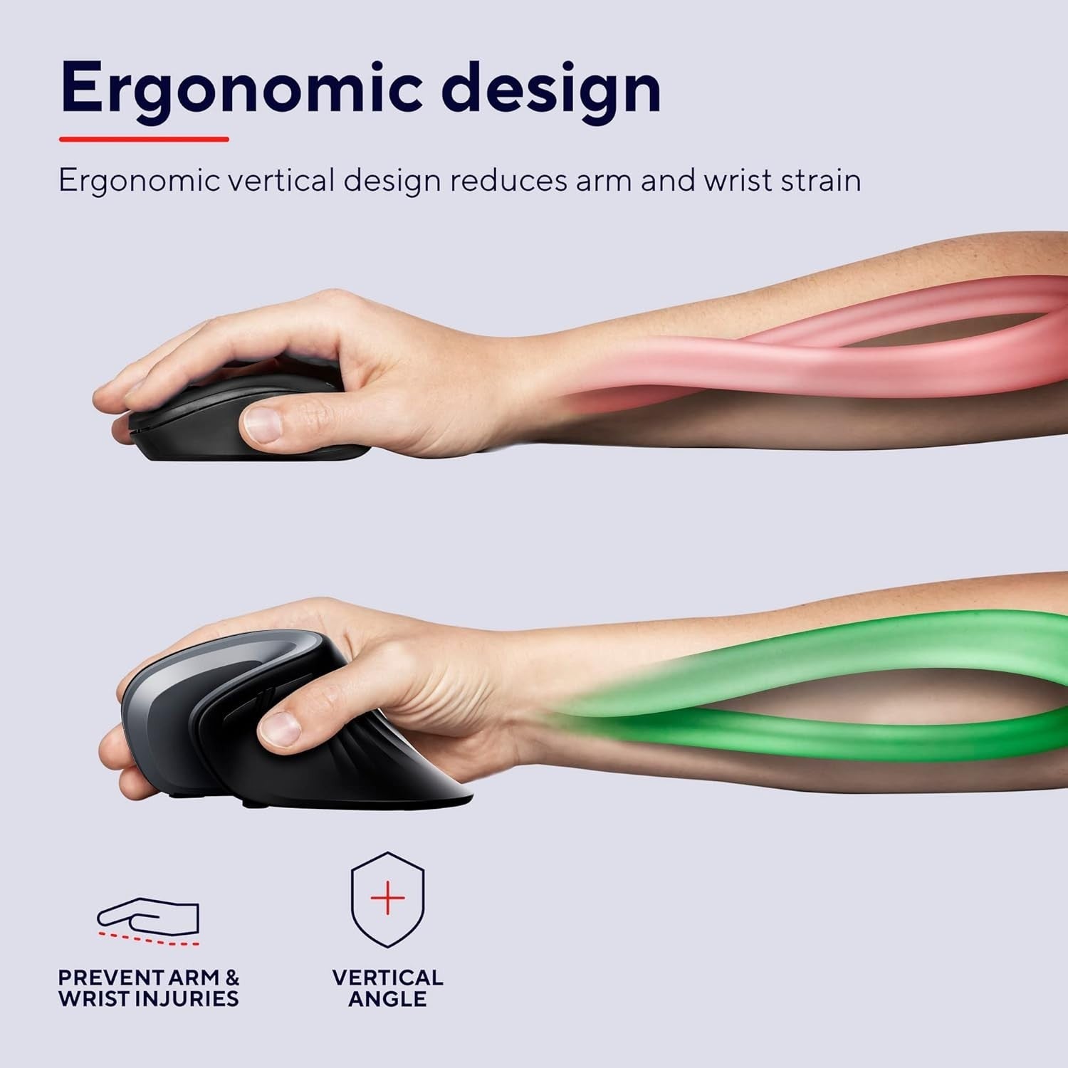 Wireless Vertical Ergonomic Mouse 60° 6 Buttons Adjustable DPI