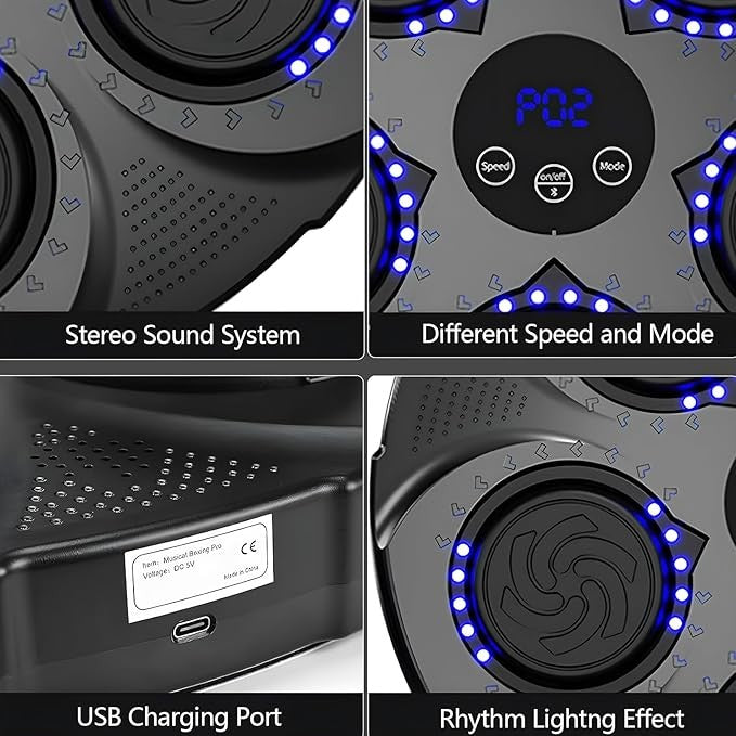 Bluetooth Music Boxing Trainer LED Punch Targets Wall Mounted Home Workout