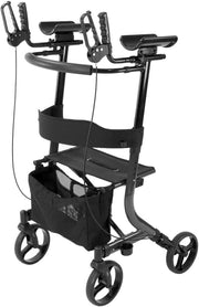 Upright Forearm Rollator Walker with Seat Folding Wheeled Frame Brakes