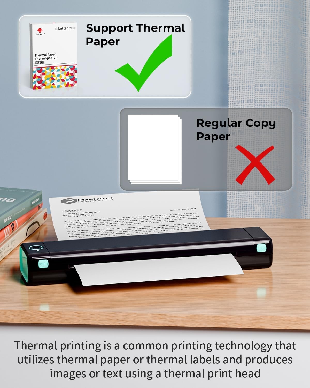 Portable Bluetooth Thermal Printer A4 Inkless Mobile Printer