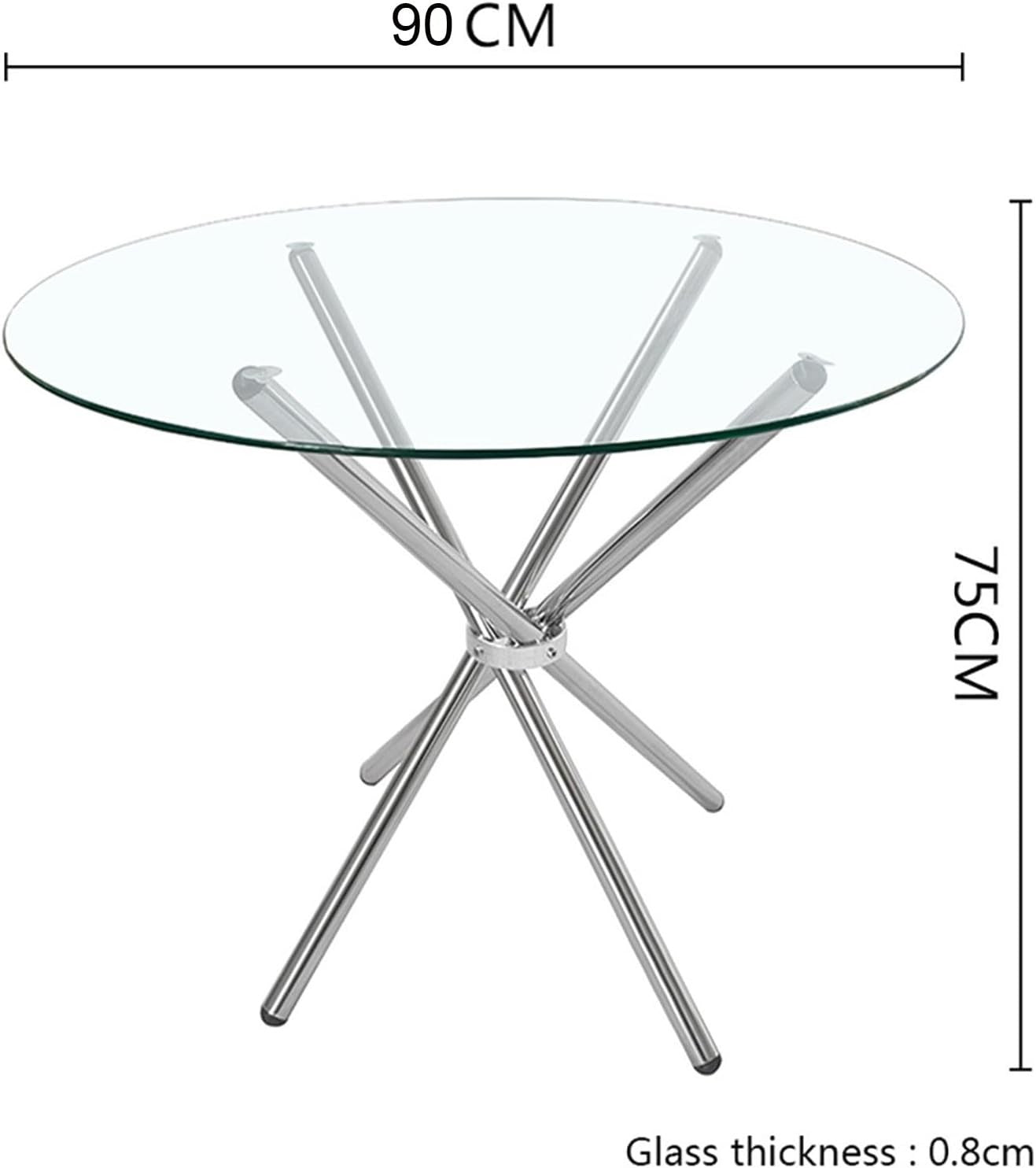 Round Glass Dining Table with Metal Legs Small Kitchen Dining Room Table