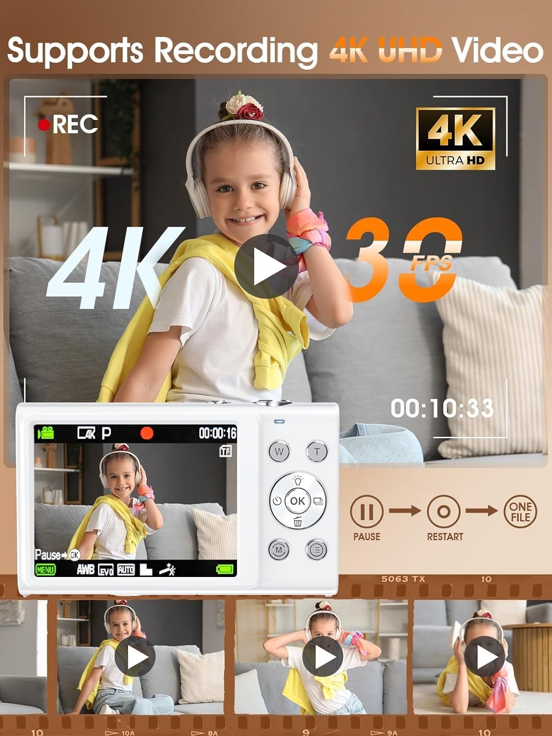 4K 48MP Digital Camera Autofocus Zoom Camera w 32GB & Batteries