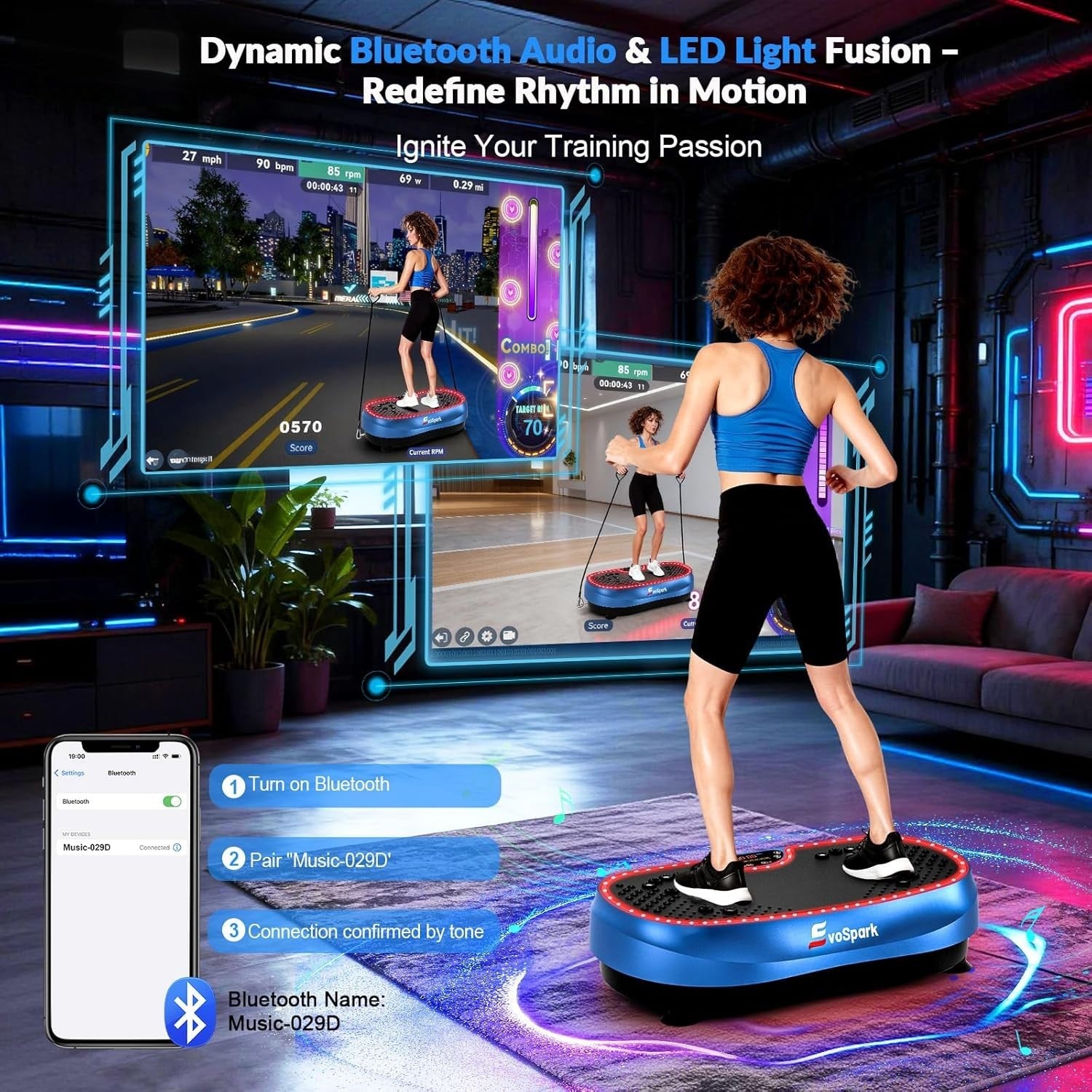 High Capacity 2D 3D Vibration Plate Dual Motor 199 Speed LED Platform