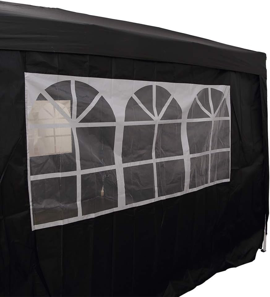 3x3M Black Pop Up Gazebo With Sides Waterproof Outdoor Garden Party Tent Marquee
