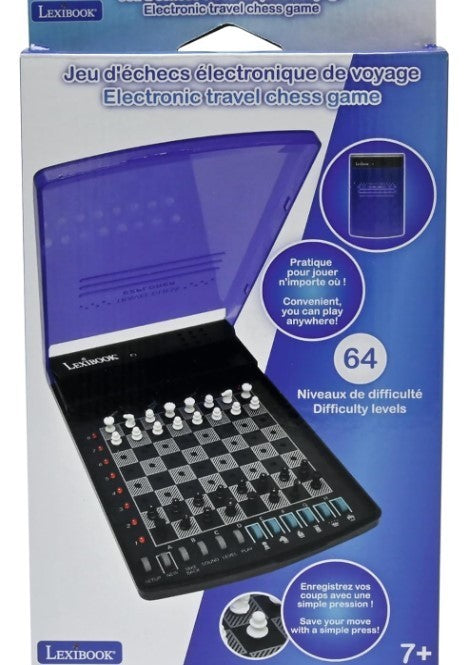 Electronic Travel Chess Set | 64 Difficulty Levels | Portable Folding Board