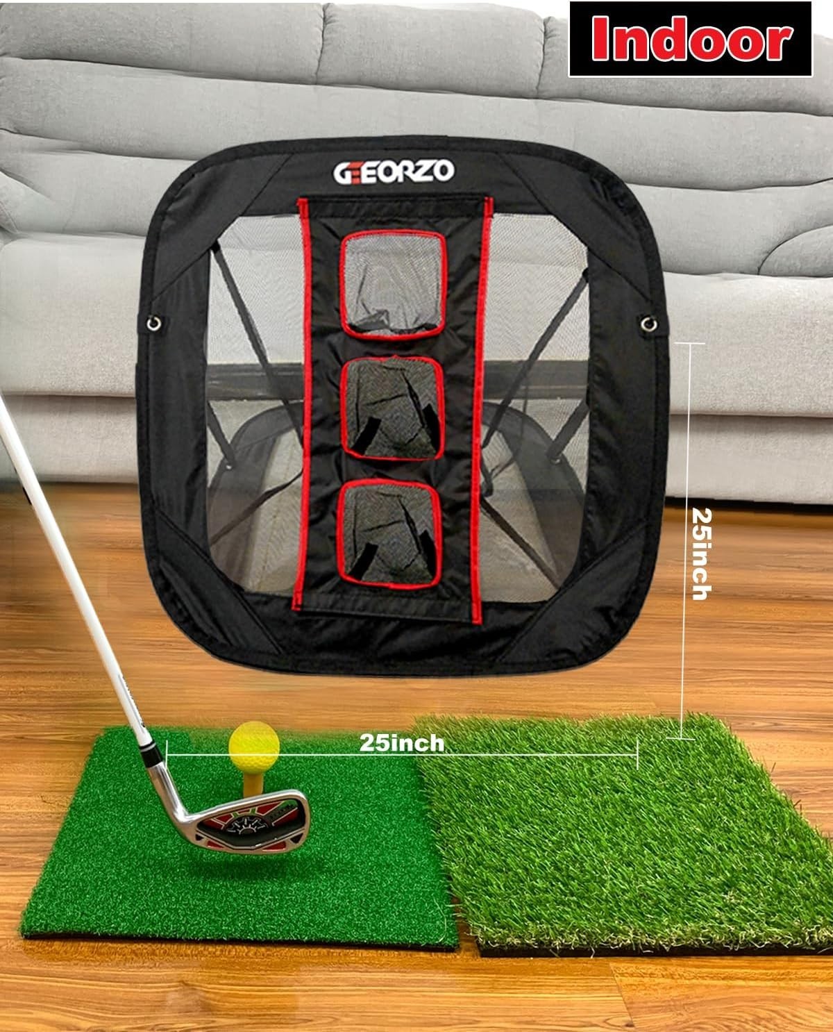 Golf Chipping Net Pop Up Practice Set w/ Balls Dual Mats Indoor Outdoor