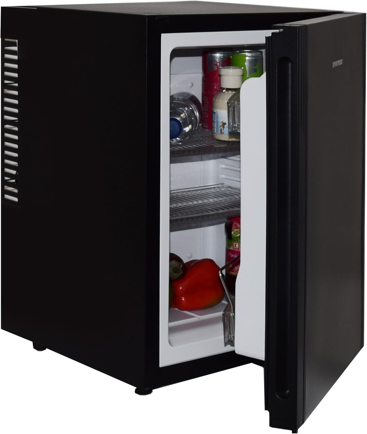 Mini Fridge Blue 40L Compact Glass Door LED Noiseless Energy Saving Cooler