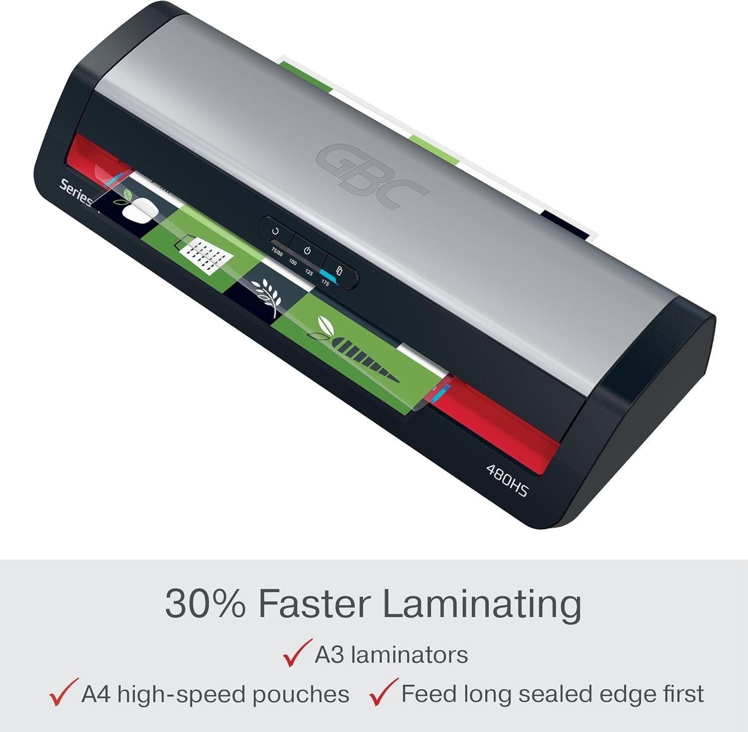 A3 Laminator High Speed 1 Min Warm Up Anti Jam Auto Shut Off 75–175 Mic