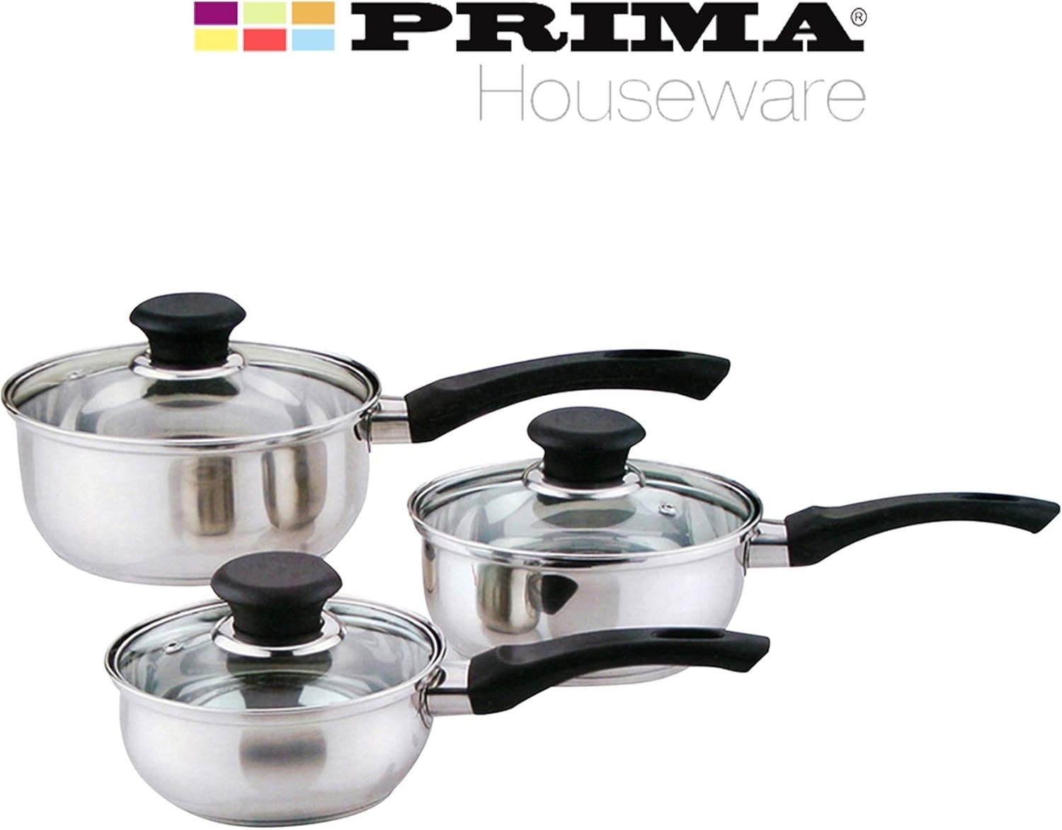 6 Pcs Stainless Steel Saucepan Essential Cookware Set with Glass Lids