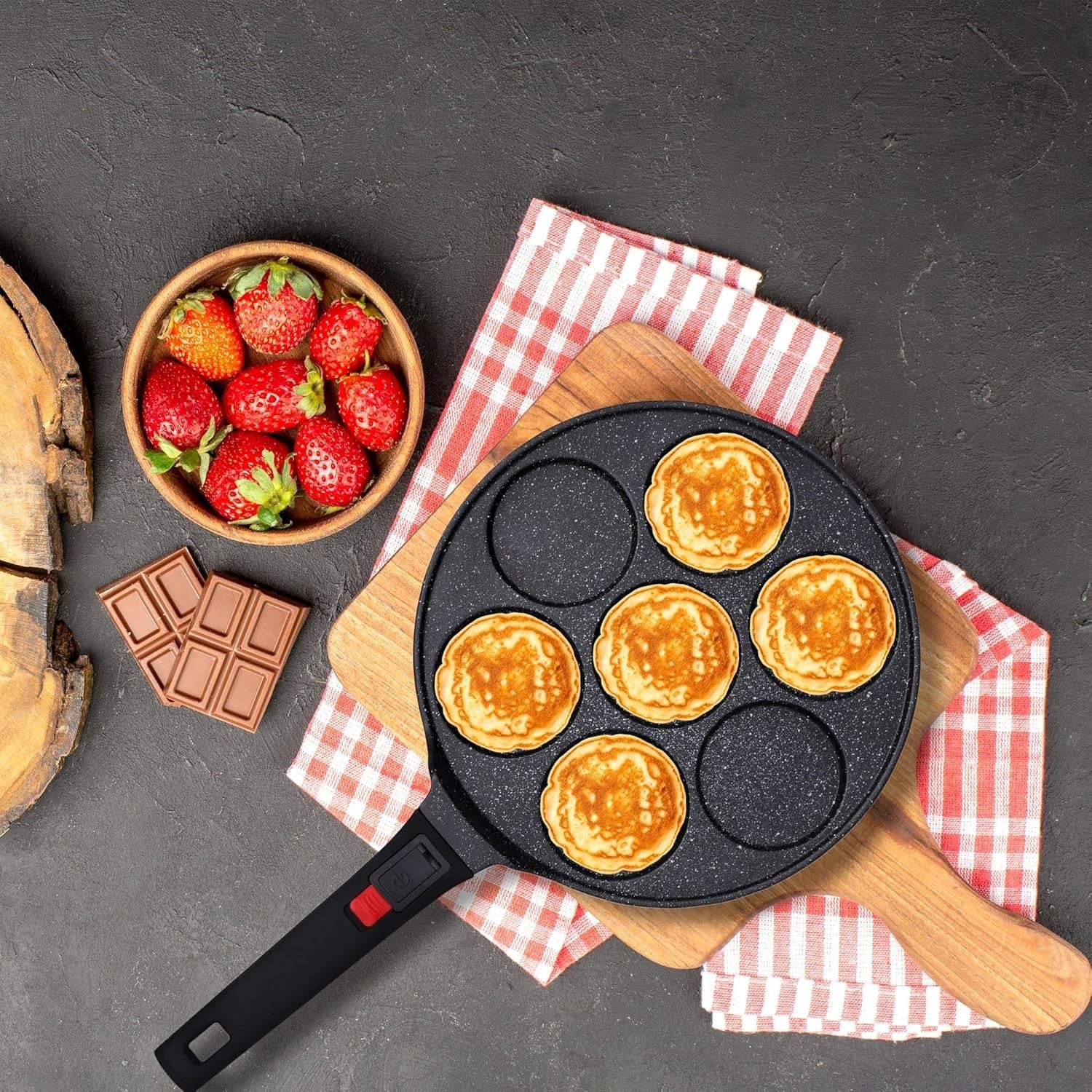 Multi-Hole Non-Stick Pancake Pan 7-Cup Maker w/ Removable Handle, Induction Safe