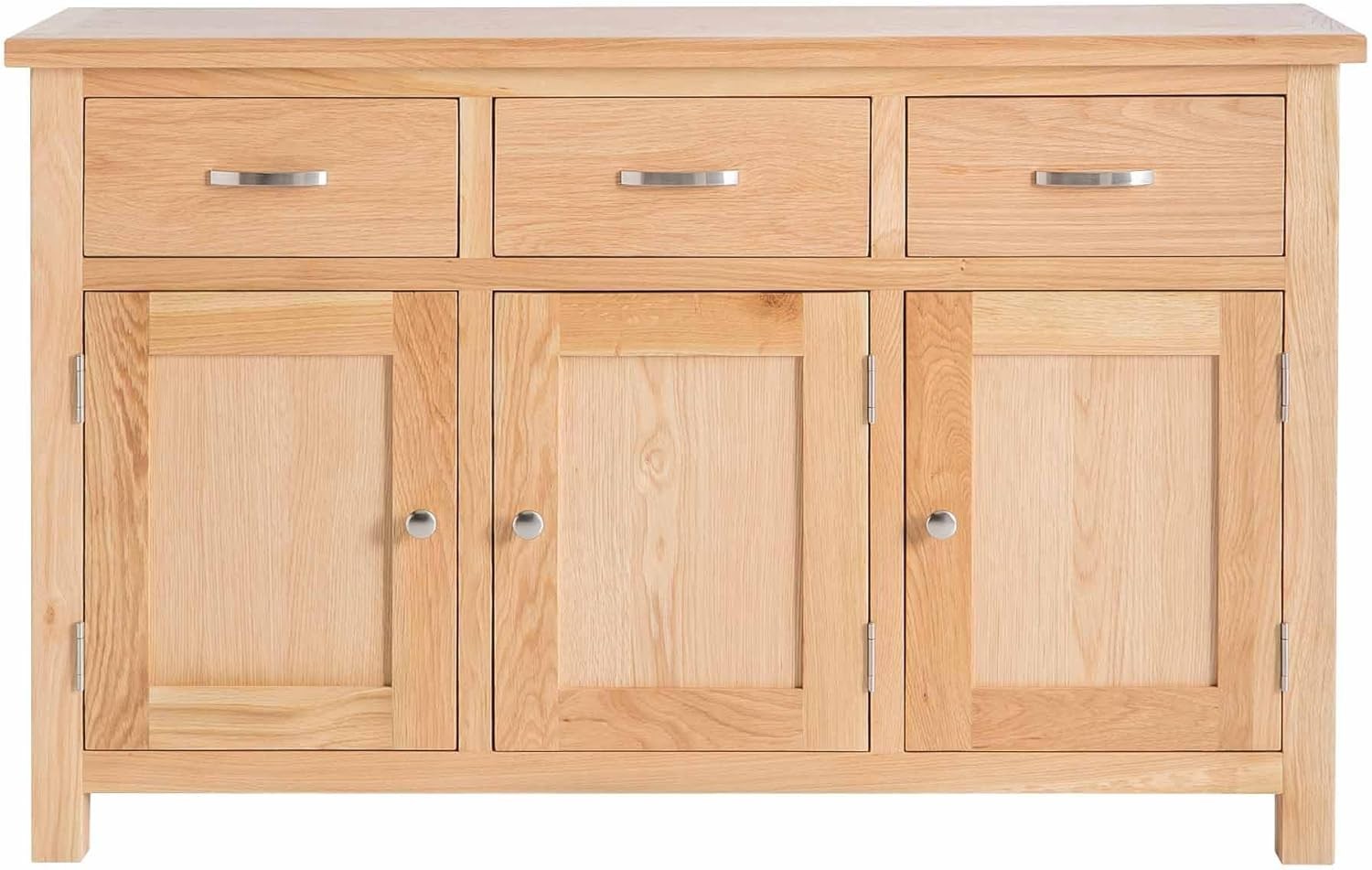 Large Oak Sideboard Cabinet 3 Doors 3 Drawers Sturdy Storage for Living Room