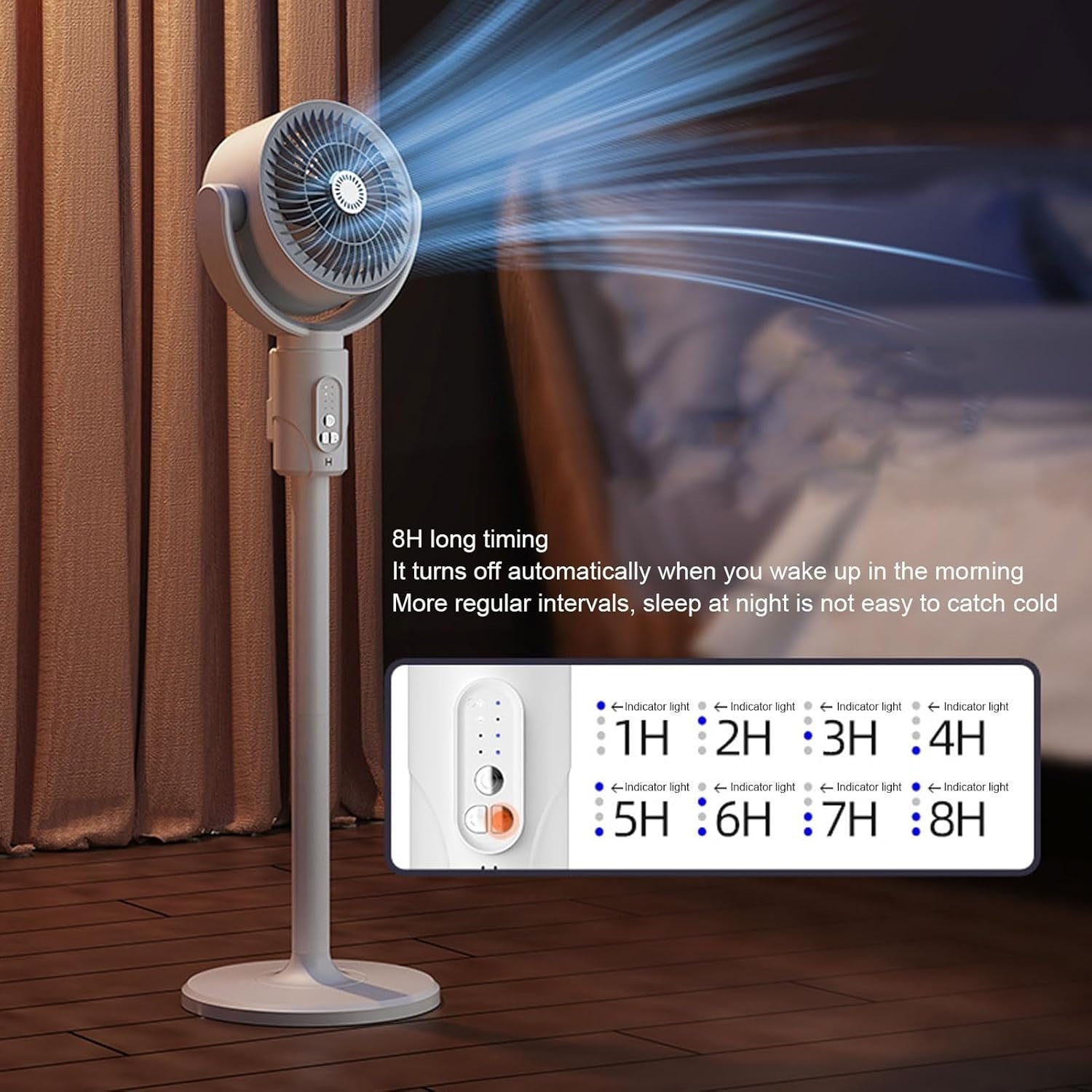 Quiet Adjustable Standing Fan – 4-Speed Remote Control Oscillating Floor Fan