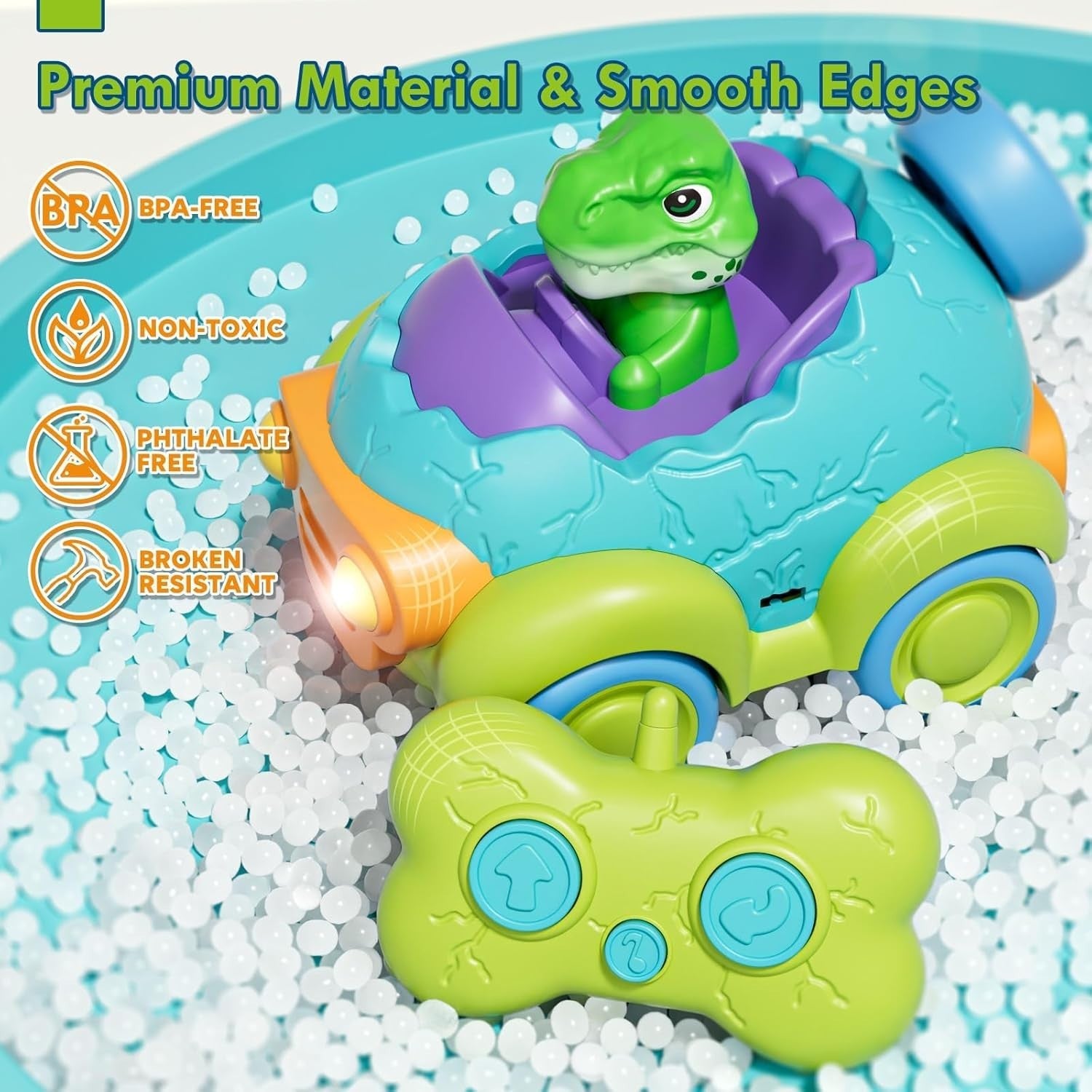 Dinosaur RC Car Toy for Toddlers 1–3 Remote Control Lights Music Gift Boys Girls