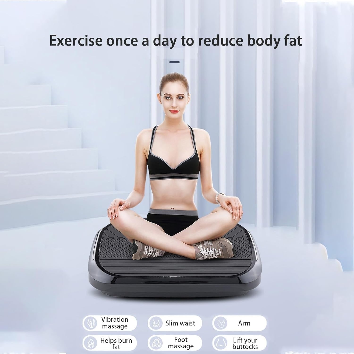 Vibration Plate Exercise Machine Bluetooth Remote Touch Panel 99 Levels
