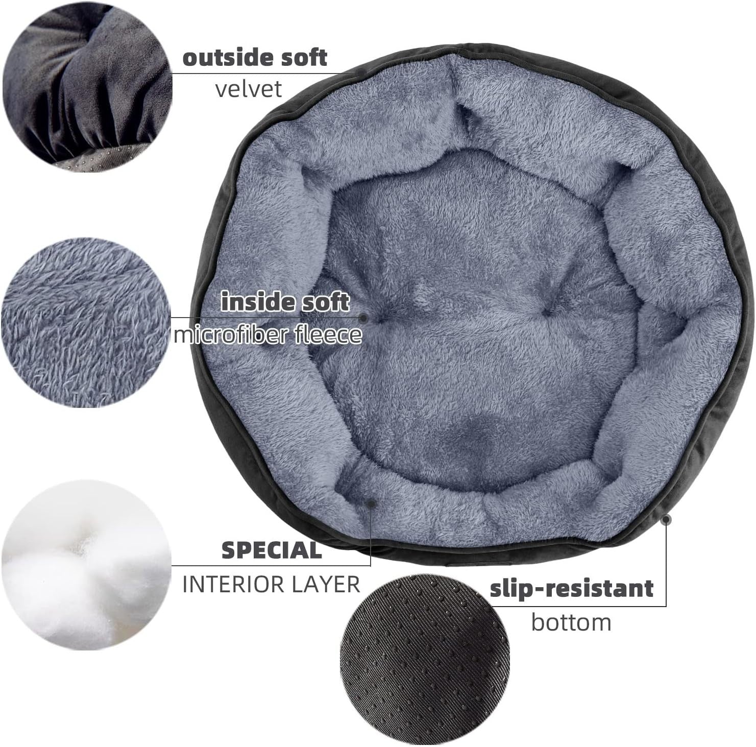Medium Dog Cat Bed 25in Sherpa Fleece Washable Non Slip Pet Cushion
