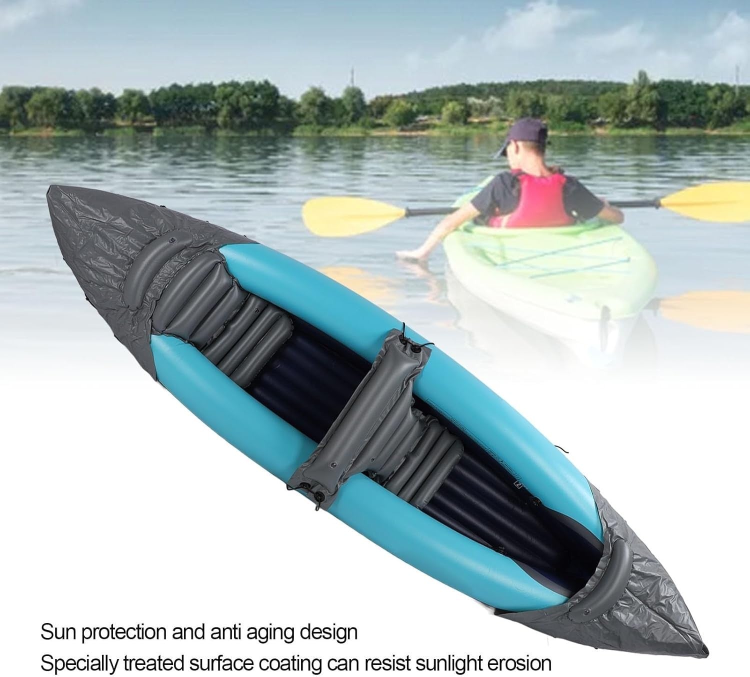 2 Person Inflatable Kayak Heavy Duty PVC Canoe w/ Pump Paddles