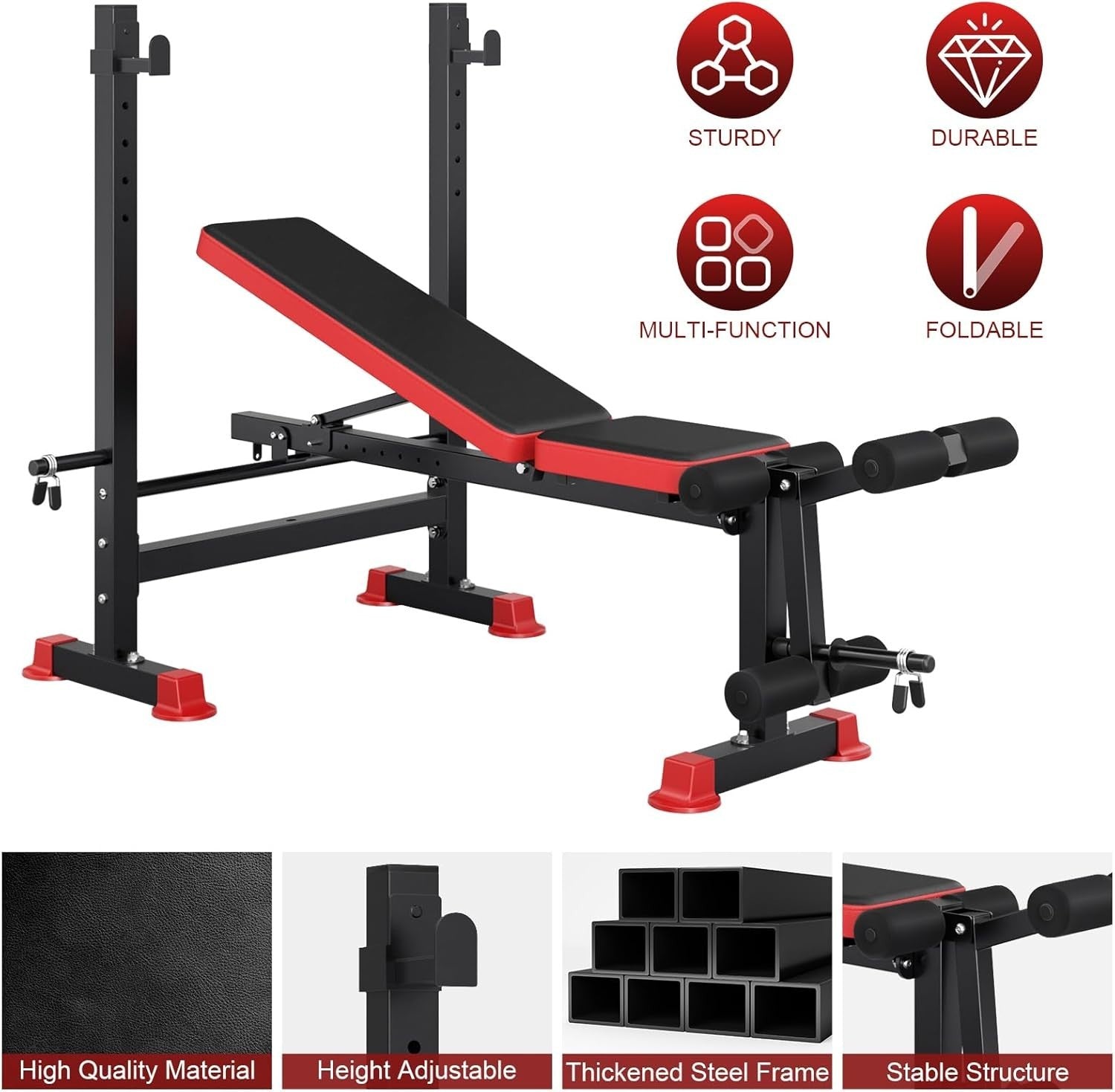 Multi-Function Folding Bench With Squat Rack Leg Developer 250kg