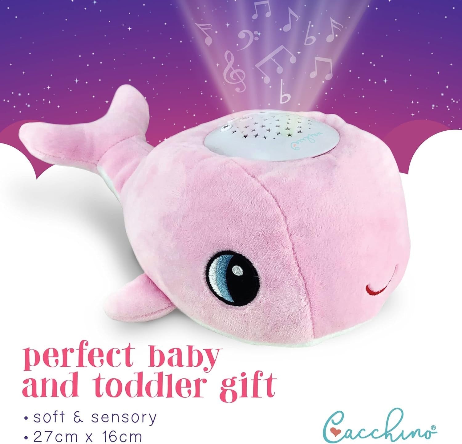 Pink Baby Sleep Aid with Cry Sensor Award Winning Plush Whale Sleep Soother