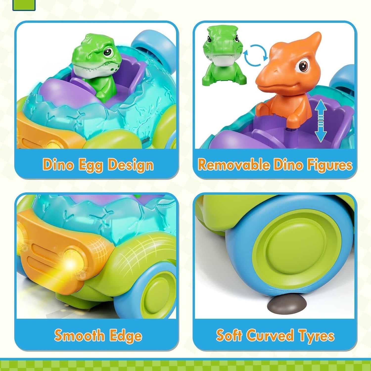 Dinosaur RC Car Toy for Toddlers 1–3 Remote Control Lights Music Gift Boys Girls