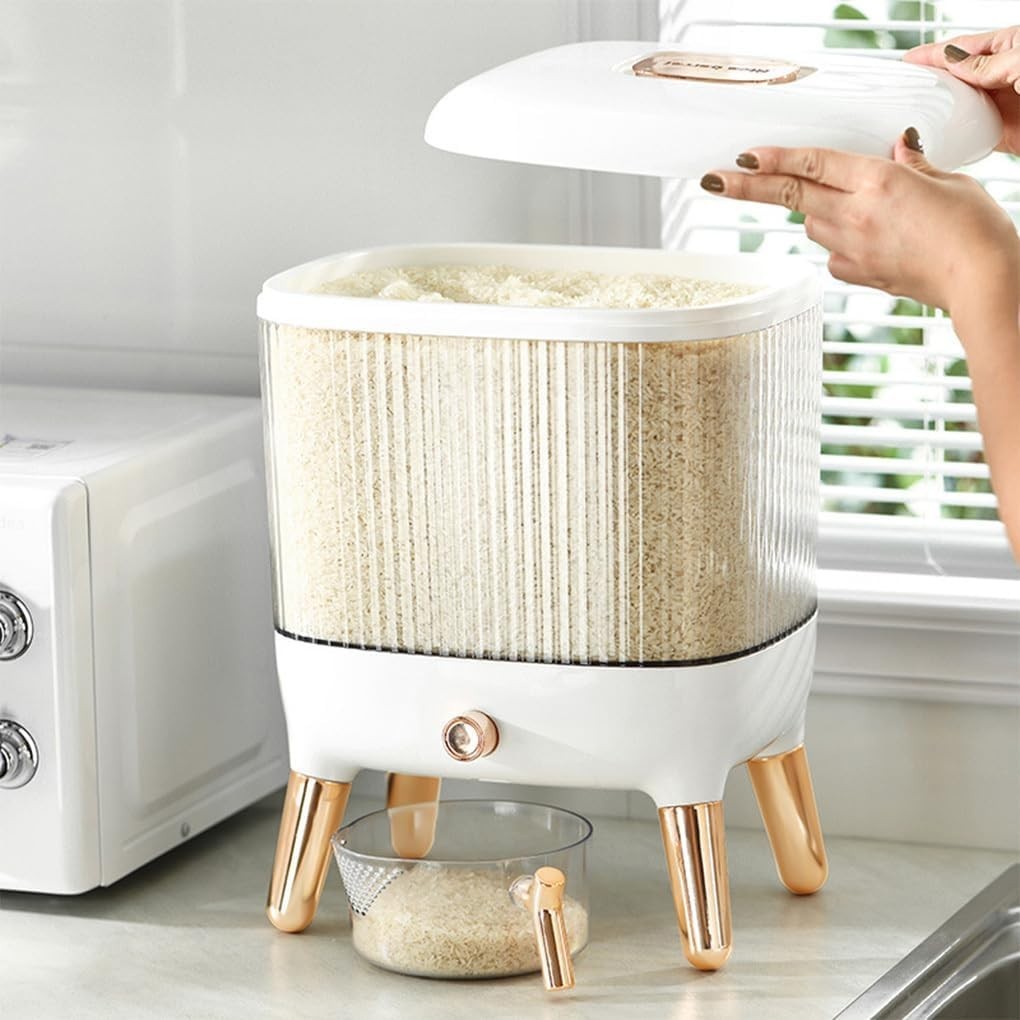 10KG Automatic Rice Bucket Dispenser Moisture Proof Storage Box