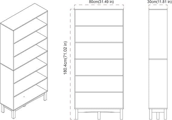 5/6 Tier Tall Wooden Bookcase Storage Shelving Unit Adjustable Display Rack