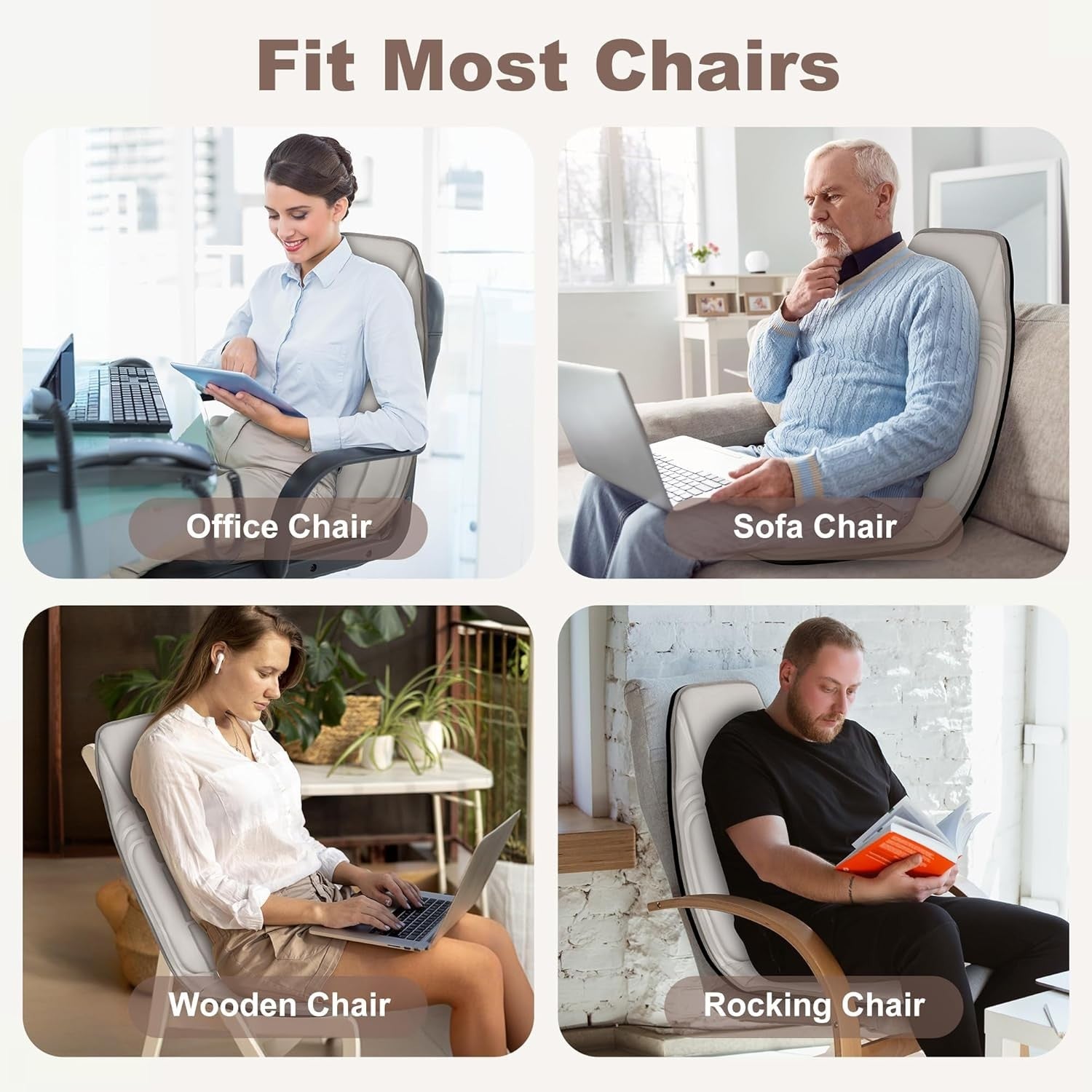Vibration Back Massager with Heat 10-Motor Seat Cushion 2 Heat Levels for Chair
