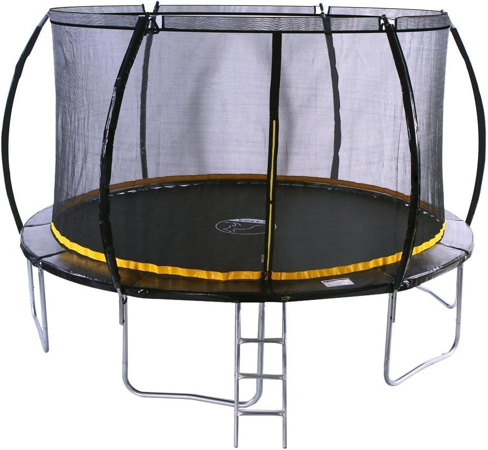 8FT Kids Garden Trampoline w Safety Enclosure Ladder Anchor Kit
