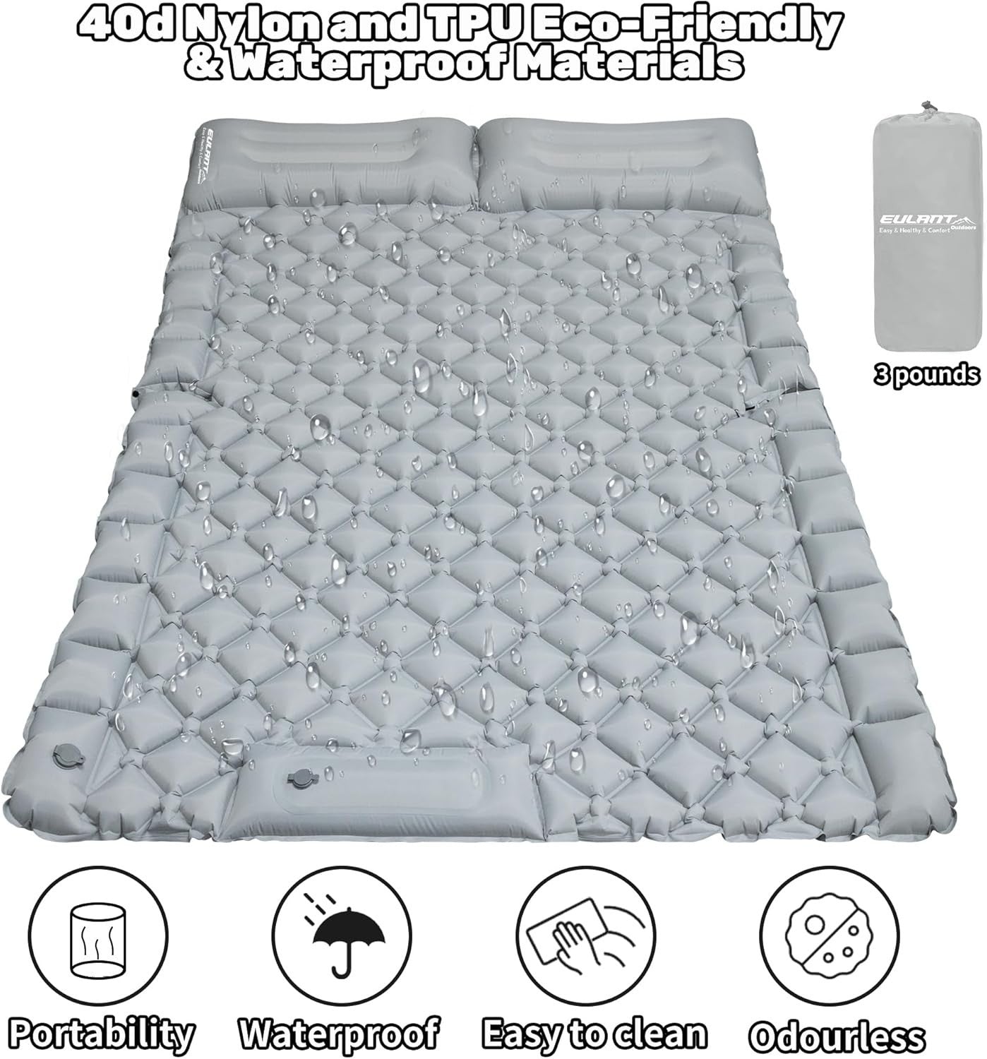 2-Person Inflatable Car Mattress with Foot Pump & Waterproof Travel Bed.