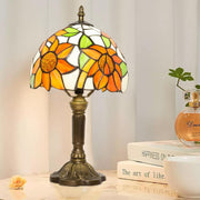 Sunflower Tiffany Table Lamp | Dimmable LED | Vintage Bedside Light