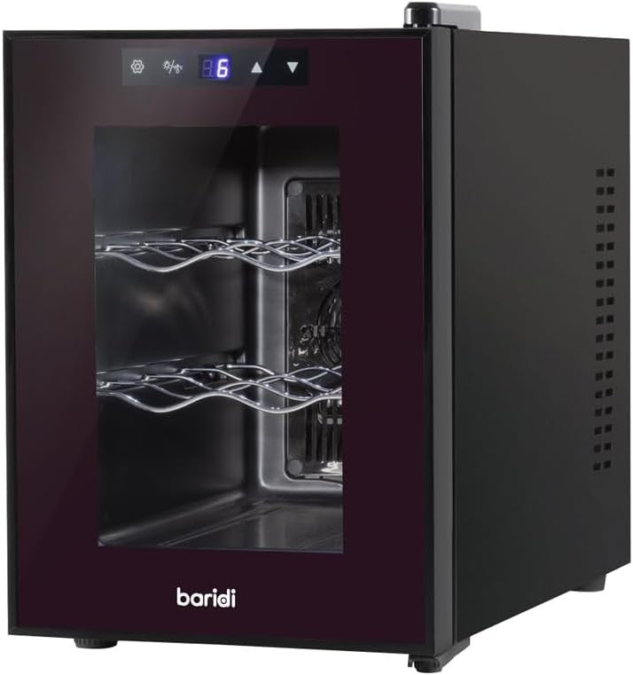 6 Bottle Wine Cooler Fridge Thermoelectric LED Glass Door Countertop
