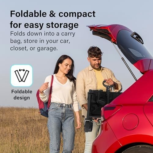 75L Folding Festival Trolley Cart with Adjustable Handle & 4 Wheels
