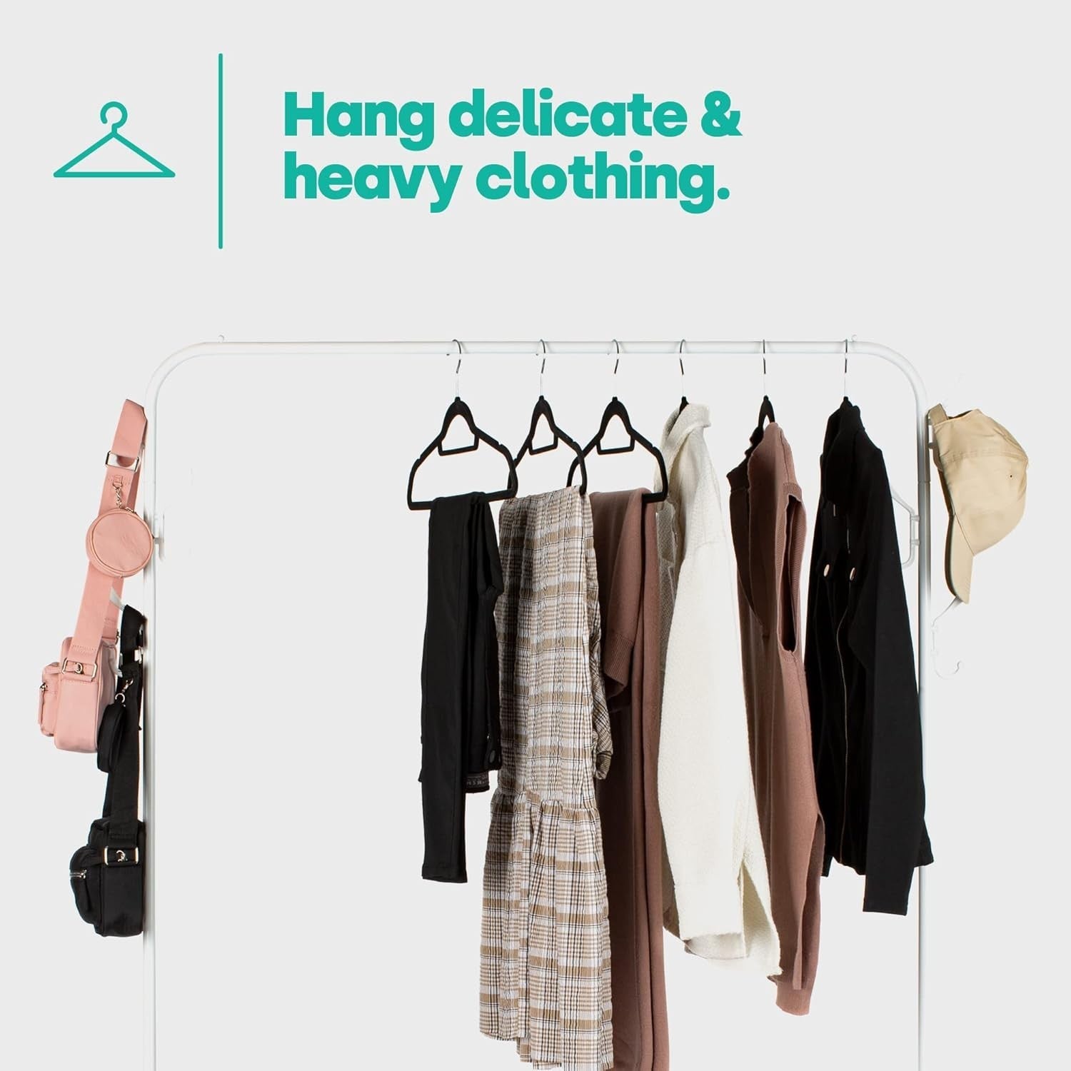 Heavy Duty Clothes Rail with 2-Tier Shoe Shelf & Hooks – White 150cm